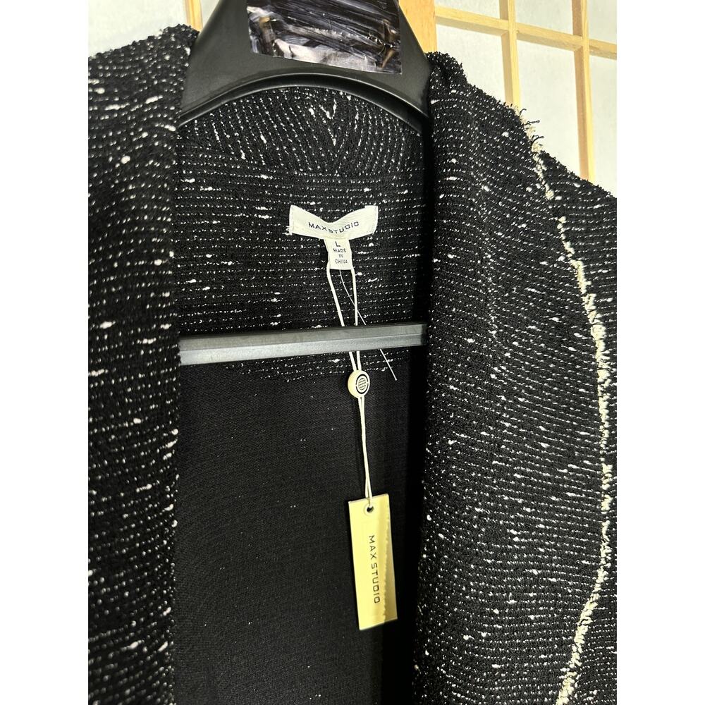 Max Studio Tweed Drape Jacket with Pockets Women's Size L - Picture 3 of 7
